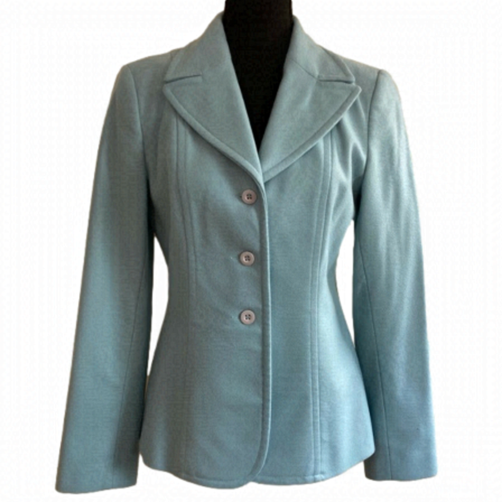 Femme de Carriere cool blue wool blazer. Size 34= XS